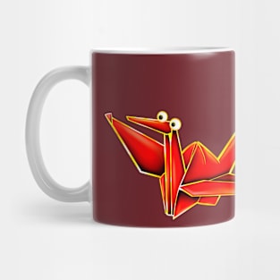 Red googly eyes paper crane Mug